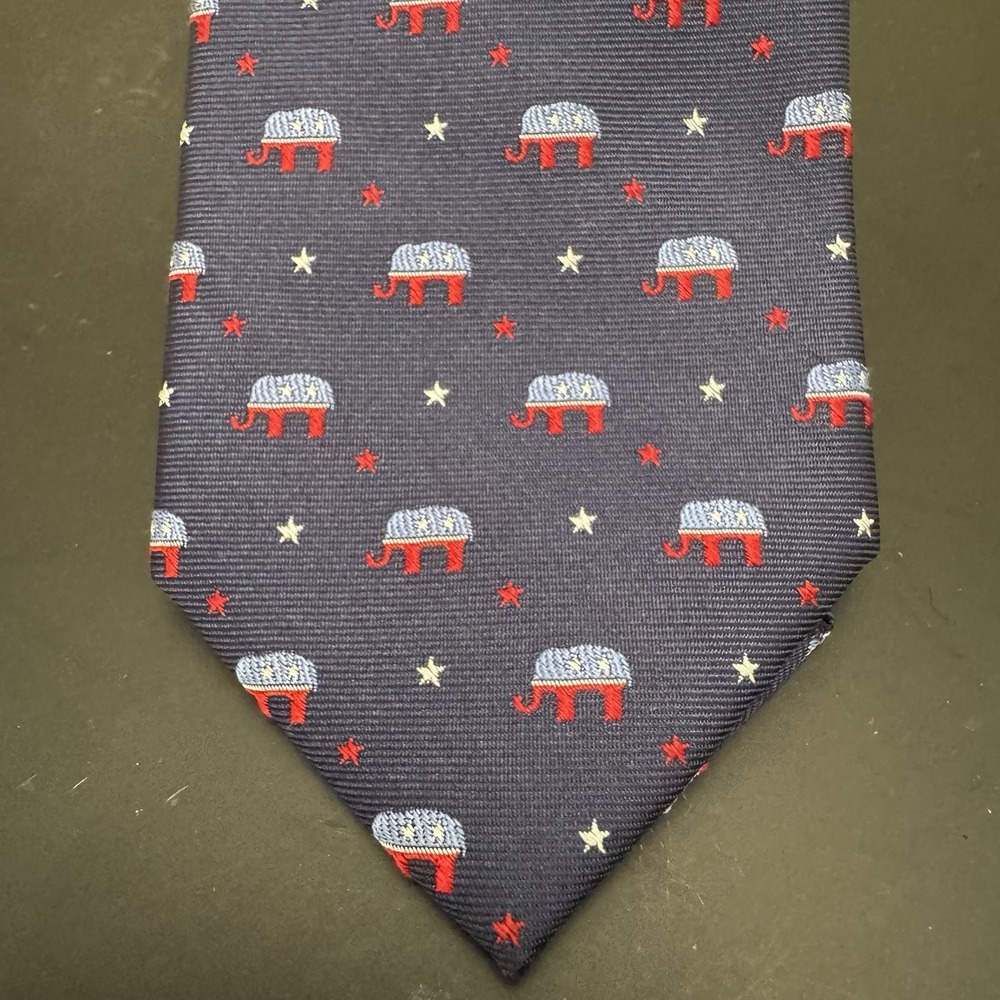 Alara Elephant American Pride 100% Silk Tie Made in USA - Picture 2 of 5